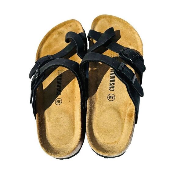 Cushionaire Womens Sandals Luna Cork Footbed One Finger Slip On Black Size 8 - Picture 5 of 6